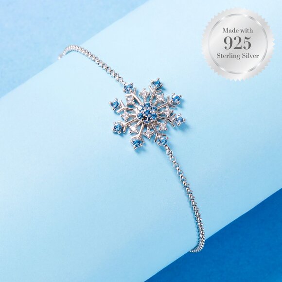 925 Sterling Silver Snowflake Bracelet - Charmed Aroma Let It Snow Collection - Picture 1 of 1
